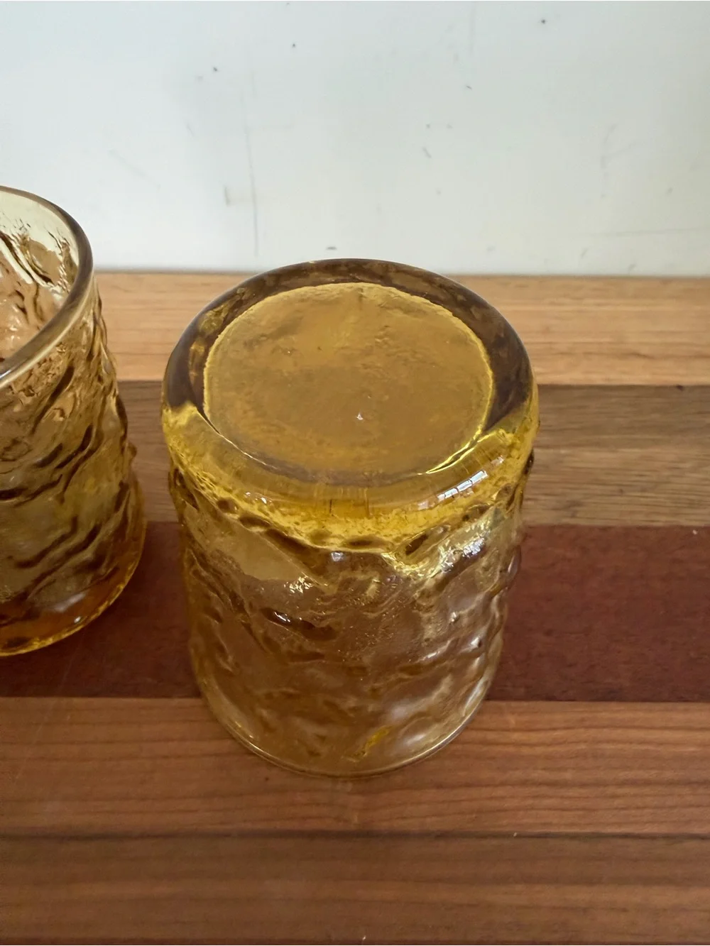 Vintage Anchor Hocking Lido Milano Juice Glasses 2 Amber Marigold